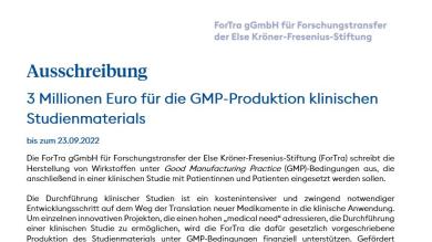 3 Millionen Euro für die GMP-Produktion klinischen Studienmaterials
