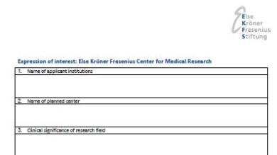 Else Kröner Fresenius Zentrum für Medizinische Forschung: Formular für Antragstellende (nur auf Englisch)