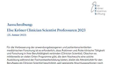 Else Kröner Clinician Scientist Professuren 2023: Ausschreibung