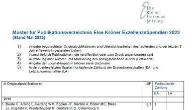Else Kröner Exzellenzstipendien 2023: Publikationsverzeichnis