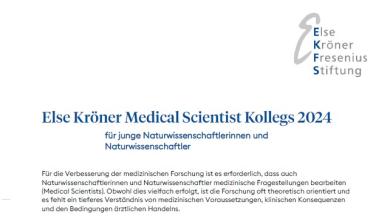 Else Kröner Medical Scientist Kollegs 2024: Ausschreibung